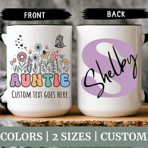 Personalized Wildflowers Auntie Mug for Aunt Mug With Name, Custom Gift  Aunt Mother&#39;s Day Gift, Aunt Pregnancy Announcement Reveal
