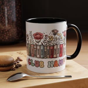 Personalized Floral Books Mug, Favorite Bookshelf Coffee Mug, Custom Tittle & Name Librarian Bookworm Gift for Reader, Gift for Book Lovers