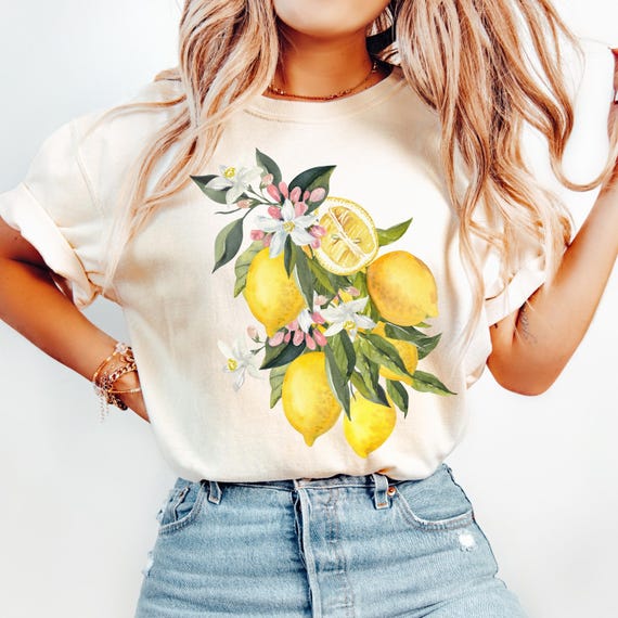 Comfort Colors® Vintage Lemon Graphic Tee, Fresh Organic Vibe Tee, Aesthetic Fruit Blooming Shirt, Retro Citrus Fruit Shirt, Summer T-Shirt