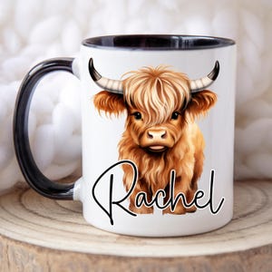 Personalized Highland Cow Coffee Mug, Cute Highland Cow Gifts Friend, Gift for Cow Lovers, Personalized Gift for Her, Birthday Gift for Her