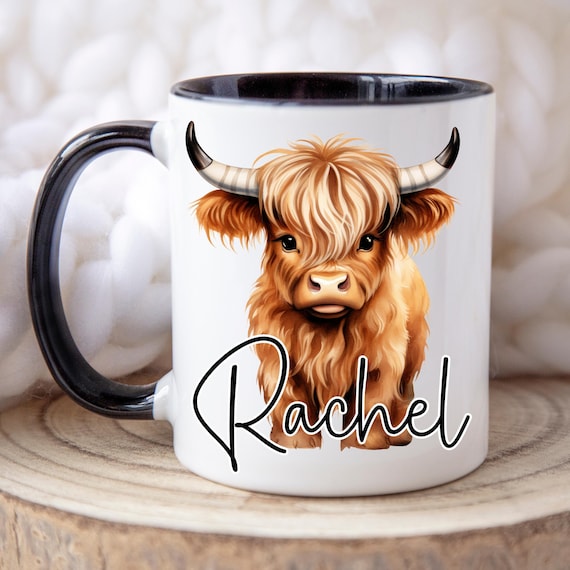 Personalized Highland Cow Coffee Mug, Cute Highland Cow Gifts Friend, Gift for Cow Lovers, Personalized Gift for Her, Birthday Gift for Her