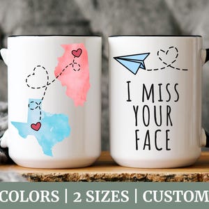Miss Your Face Becher, beste Freundin Geschenk, Schwester Geburtstagsgeschenk, Lang Distanz vermisst Sie Geschenk, personalisierte Ferngeschenk von Zustand zu Zustand