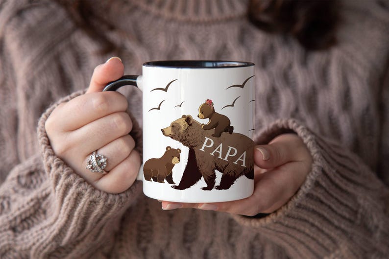 Kubek Papa Bear, Kubek Papa Bear z młodymi, Spersonalizowany kubek dla ojca, Spersonalizowany kubek dla taty, Kubek dla ojca, Kubek Papa z imieniem zdjęcie 10