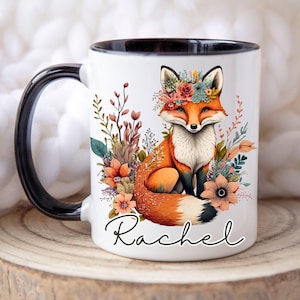 Whimsical Fox Mug, Fox Lover Mug, Floral Fox Coffee Mug, Woodland Animal Mug, Nature Lover Gift, Animal Lover Gift, Fox Tea, Birthday Gift