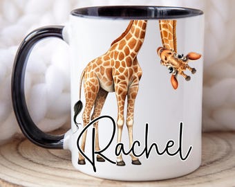 Gepersonaliseerde girafmok, aangepast girafcadeau, cadeau girafminnaar, mok verjaardagscadeau, cadeau voor girafliefhebber, girafcadeau, girafkunst