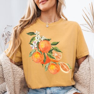 Comfort Colors® Vintage Orange Shirt, Pastel Oranges Shirt, Food Vintage Graphic Shirt, Aesthetic Fruit Shirt, Citrus Flowers Fruit Shirt