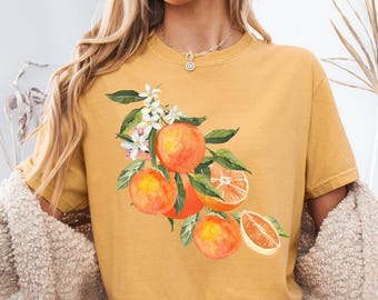 Comfort Colors® Vintage Orange Shirt, Pastel Oranges Shirt, Food Vintage Graphic Shirt, Aesthetic Fruit Shirt, Citrus Flowers Fruit Shirt