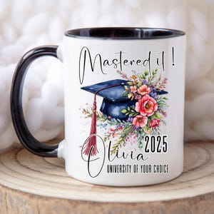Tasse personnalisée de remise des diplômes, tasse Masters, cadeau de remise des diplômes de maîtrise pour fille, cadeaux de remise des diplômes de maîtrise pour elle, diplômé MS, tasse MBA