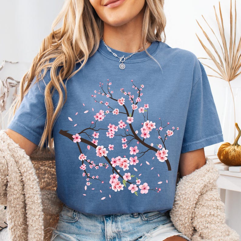 Comfort Colors® Vintage körsbärsblomsskjorta, japanskt körsbär, sakura-skjorta, körsbärsblomsälskare-skjorta, körsbärsblomssäsong, present till henne bild 7