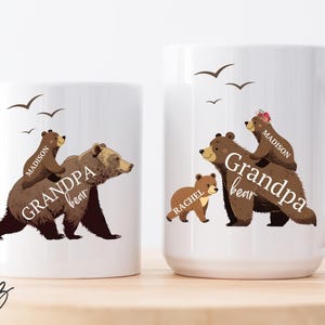 Grandpa Bear Mug - Grandfather Bear with Cubs Coffee Mug - Personalized Grandfather Mug - Custom Granddad Mug - Grandpa Coffee Mug with name