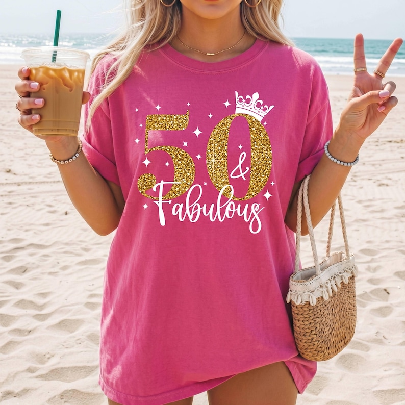 50th Birthday T-Shirts, 50 & Fabulous Shirt, Family Birthday Crew Shirts, Custom Birthday Shirt,50th Birthday Tees, 50 birthday woman shirt image 20