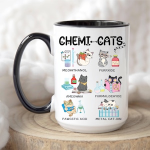 Chemistry Cats Mug, Science Cat Mug, Phd funny cat mug, Funny Cat Lover Scientist Science Teacher Gift, Funny Cat Mug for Science Teacher