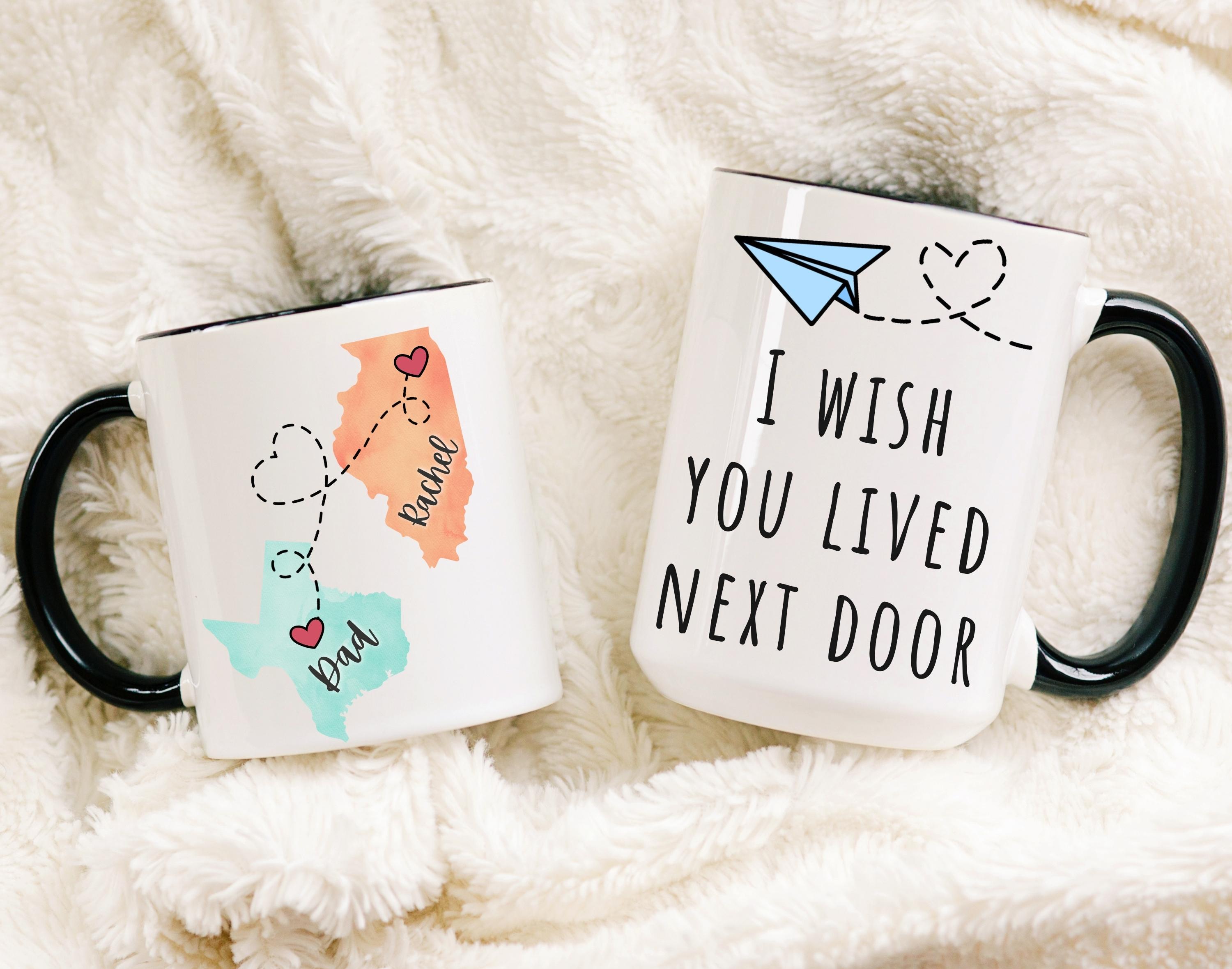 Keramik-Kaffeebecher „I Wish You Lived Next Door“ – 325 Ml, Spülmaschinenfest – Perfekt Als Freundschaftsgeschenk