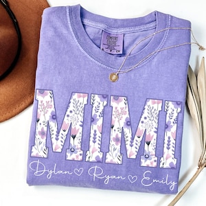 Comfort Colors® Mimi Shirt with Grandkids Names, Custom Kids Names Grandma Shirt, Floral Mimi T-Shirt, Mimi Gifts, Mother's Day Shirt, Nana