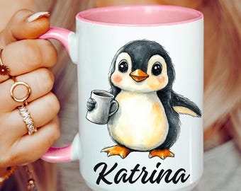 Personalized Penguin Mug, Custom Name Penguin Mug, Name Mug, Penguin Cup, Penguin Gift, Custom Coffee Cup, Name Gift,Gift for Her, Him