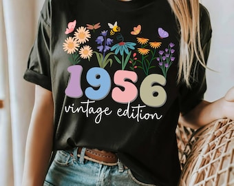 Camiseta de 70 cumpleaños, regalo para abuela, amiga, mujer, camiseta vintage de 1956, regalo para mujer