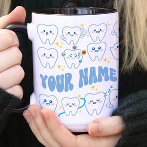 Personalized Dental Hygiene Mug, Orthodontics Graduation Gift, Hygienist Gift, Dental Assistant Gift, Dentist Graduation, Floral Tooth Mug