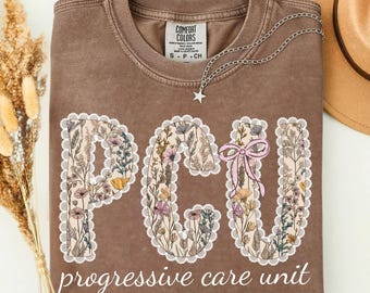 Comfort Colors® PCU-Krankenschwester-Shirt, PCU-Geschenke, RN-Abschluss, Krankenschwester-Shirt der blauen Toile-Gesundheitsstation, Herz-Krankenschwester-T-Stück, Stillhemd