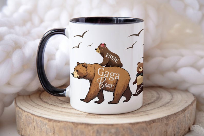 Kubek Papa Bear, Kubek Papa Bear z młodymi, Spersonalizowany kubek dla ojca, Spersonalizowany kubek dla taty, Kubek dla ojca, Kubek Papa z imieniem zdjęcie 14
