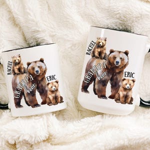 Grandpa Bear Mug, Personalized Grandfather Mug, Grandfather Bear with Cubs Coffee Mug, Grandpa Mug, Custom Granddad Mug, Step Grandpa Mug