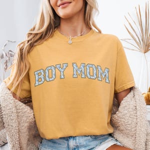 Comfort Colors® Boy Mom Shirt, Mother&#39;s Day Gift, Mom Tee, Blue Toile Floral Boy Mama Shirt, Pregnancy Announcement Boy, Mama of Boys Shirt