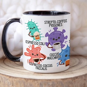 Tazza da caffè con batteri, tazza da microbiologia, microbiologo, scienziato di laboratorio clinico, MLS, tecnico medico, tazza da biologo, tecnico di laboratorio, insegnante di biologia