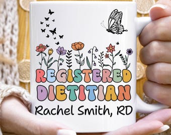 Taza de dietista personalizada, taza de nutricionista, regalo de nutricionista, regalo de graduación, regalos de dietista registrado, regalo de RD, regalo de RDN