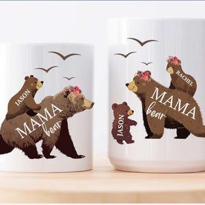 Mama Bear Mug - Mama Bear with Cubs Coffee Mug - Personalized Bear Family Mug - Custom Mom Mug - Mom Coffee Mug - Mother mug with name