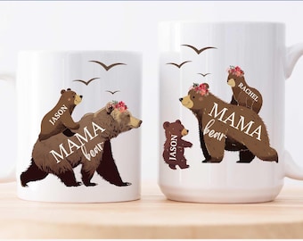 Mama Bear Mug - Mama Bear with Cubs Coffee Mug - Personalized Bear Family Mug - Custom Mom Mug - Mom Coffee Mug - Mother mug with name