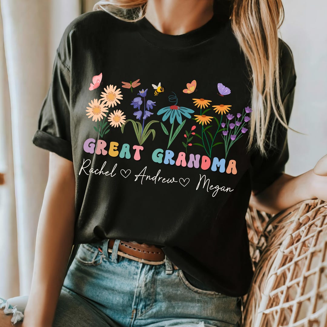 Great Grandma Shirt With Grandkids Names, Personalized Great Grandma ...