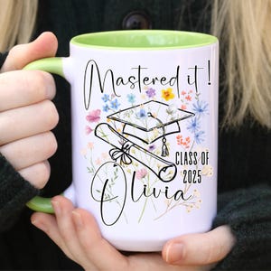 Mug de remise des diplômes personnalisé, cadeau de remise des diplômes de maîtrise pour fille, cadeaux de remise des diplômes de maîtrise pour elle, remise des diplômes de maîtrise, tasse de maîtrise, MBA