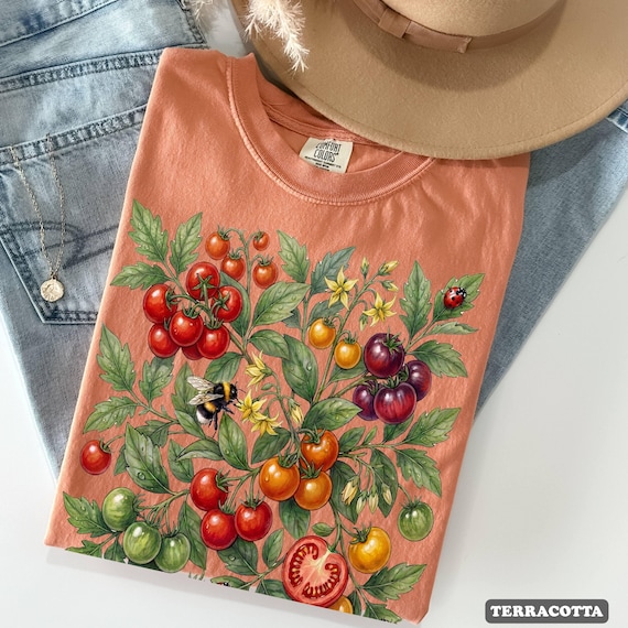 Comfort Colors® Tomato Shirt, Vegetable Shirt, Fruit Shirt, Botanical Shirt, Cottagecore Clothing Vegan Shirt, Garden Shirt, Vegetable Shirt