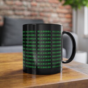 Custom Binary Code Mug, Any text in Binary, Mug for programmer, web developer mug, computer scientist, software mug, programmer gift, Hacker zdjęcie 2