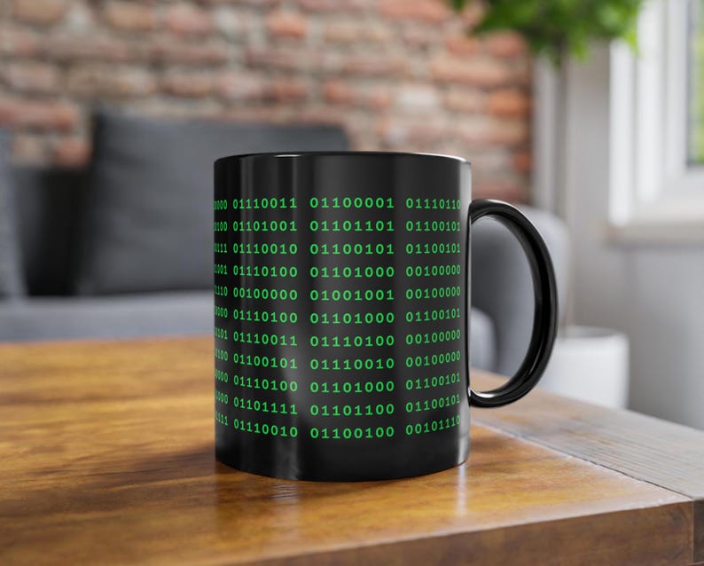 Custom Binary Code Mug, Any text in Binary, Mug for programmer, web developer mug, computer scientist, software mug, programmer gift, Hacker zdjęcie 2