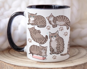 Funny Brown Tabby Cat Mug, Brown Tabby Cat, Cat Lady, Cat Dad Mug, Brown Cat Lover Gift, Brown Tabby Cat, Cat Dad, Custom cat mug
