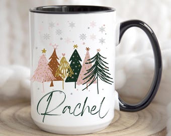 Custom Christmas Tree Mug, Christmas Gift, Christmas Stocking Stuffer, White Elephant,  Personalized Coffee Cup, Personalized Hot Cocoa Mug
