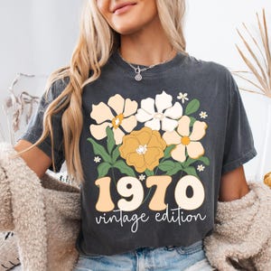 Comfort Colors® 55th Birthday Shirt, Vintage 1970 Shirt, 55th Birthday Gift For Women,  55th Birthday Friend, 55 Retro Floral Birthday Shirt