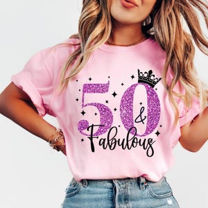 50th Birthday T-Shirts, 50 & Fabulous Shirt, Family Birthday Crew Shirts, Custom Birthday Shirt,50th Birthday Tees, 50 birthday woman shirt image 3
