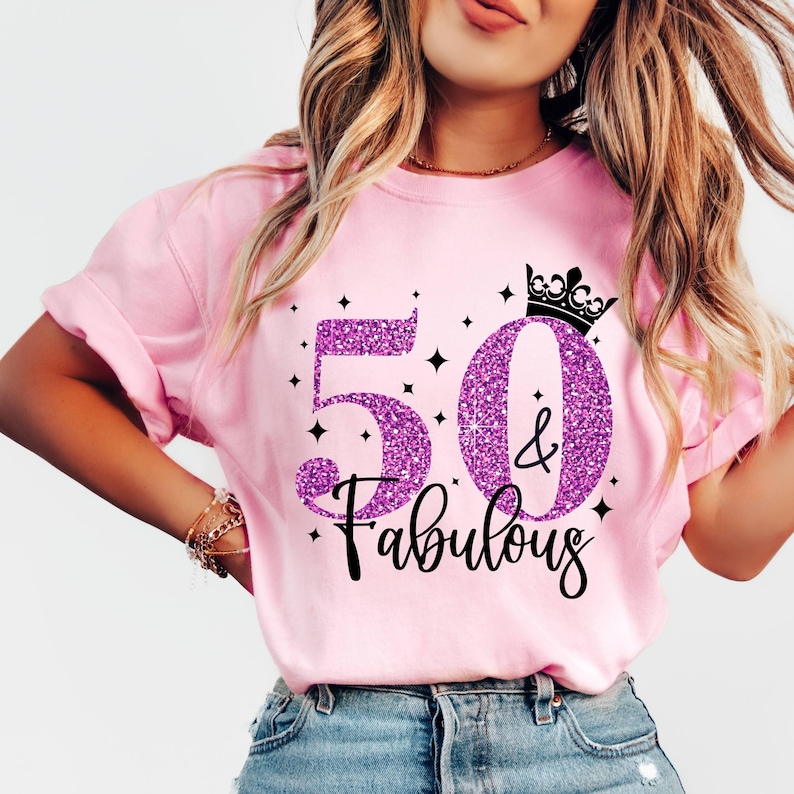 50th Birthday T-Shirts, 50 & Fabulous Shirt, Family Birthday Crew Shirts, Custom Birthday Shirt,50th Birthday Tees, 50 birthday woman shirt image 3