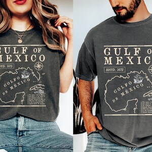 Shirt Comfort Colors® Golf van Mexico, Amerikaans shirt Golf van Mexico, Texas Alabama Mississippi Florida Beach T-shirt patriottisch, shirt kaartliefhebber