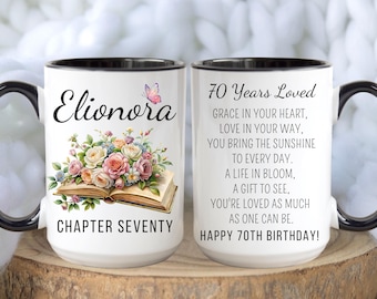 70th birthday gift, floral mug, birthday gift for her, 70th birthday mug,  happy70th birthday mug, wildflowers custom mug, born in 1956 mug