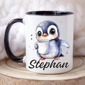 Personalized Penguin mug, penguin gift Christmas, custom name coffee mug, penguin gift, penguin art, cute penguin, penguin winter gift