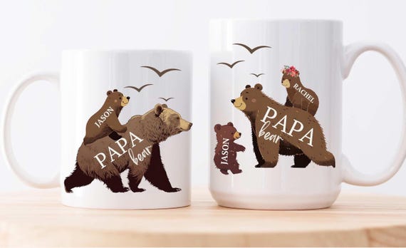 Papa Bear Mug,  Papa Bear with Cubs Coffee Mug, Personalized Father Mug, Custom Dad Mug, Father Coffee Mug, Papa mug with name