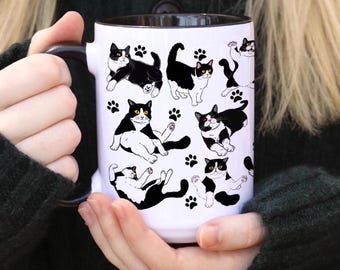 Black Tuxedo Cat Mug, Cat Mum Gift, Cat Dad Gift, Gift from the Cat, Black and White Cat, Funny Cat Coffee Cup, Gifts for Cat Lover, Cat Mom