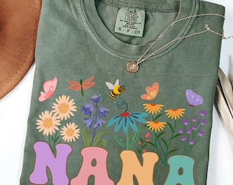 Chemise grand-mère personnalisée Comfort Colors® avec noms de petits-enfants, chemise fête des mères, t-shirt floral grand-mère, cadeaux Mimi, chemise grand-mère, chemise Mimi