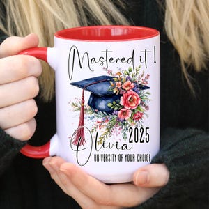 Tasse personnalisée de remise des diplômes, tasse Masters, cadeau de remise des diplômes de maîtrise pour fille, cadeaux de remise des diplômes de maîtrise pour elle, diplômé MS, tasse MBA