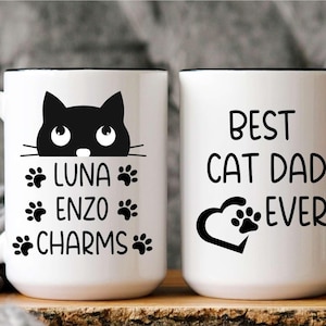 Personalisierte Katzentasse Papa Geschenk, Katzenkaffeetasse, personalisierte Katzentasse, Benutzerdefinierte Katzentasse, Vatertagsgeschenk, neuer Katzenpapa Geschenk, bester Katzenvater aller Zeiten