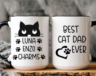 Personalized Cat Dad Gift, Cat Coffee Cup, Personalized Cat Mug, Custom Cat Mug, Father's day gift, New Cat Dad Gift, Best Cat Dad Ever