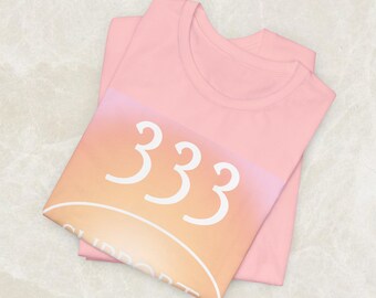 Angel Number Collection 333 Pink To Orange Aura Support Halo Bella + Canvas Unisex Jersey Short Sleeve Tee