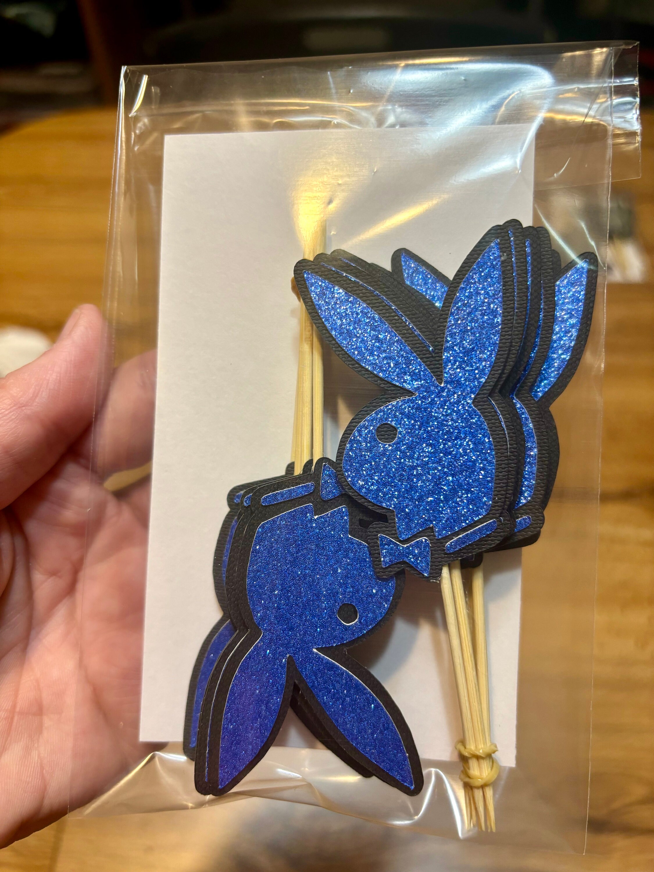 Playboy Bunny,bow Tie Rabbit Glitter Cardstock Cupcake Toppers Etsy